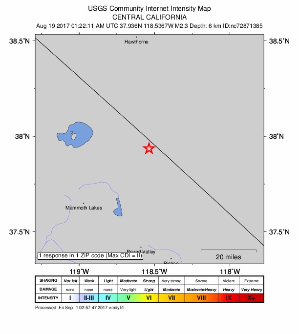 Did You Feel It? map: shaking reported by the public