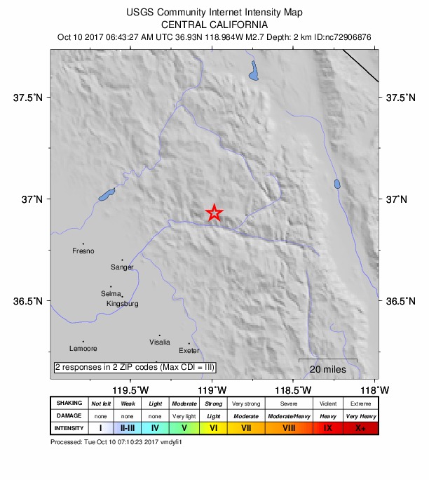 Did You Feel It? map: shaking reported by the public