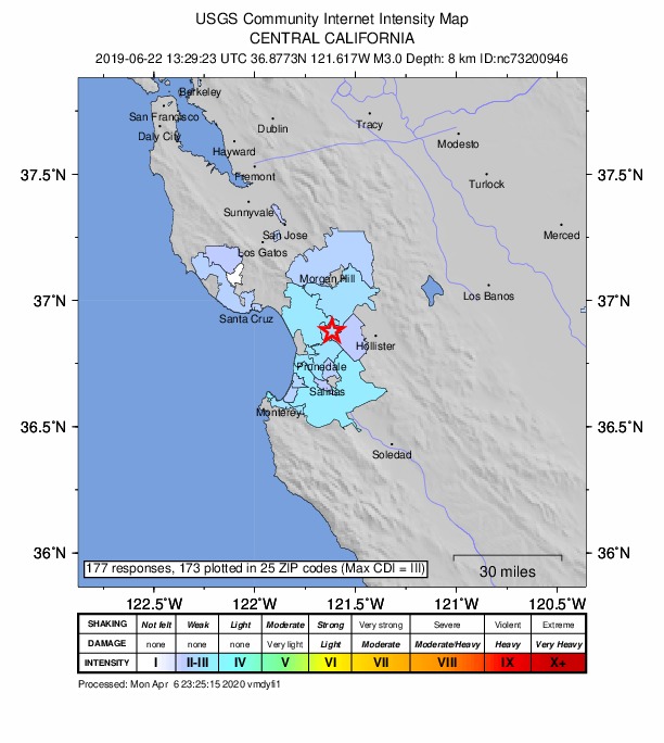Did You Feel It? map: shaking reported by the public