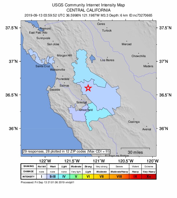 Did You Feel It? map: shaking reported by the public