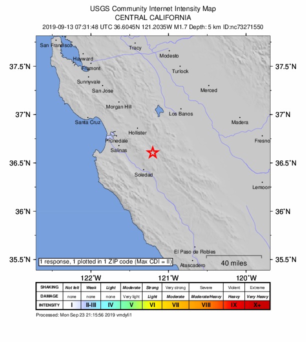 Did You Feel It? map: shaking reported by the public