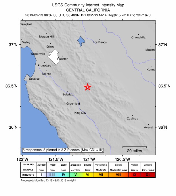 Did You Feel It? map: shaking reported by the public