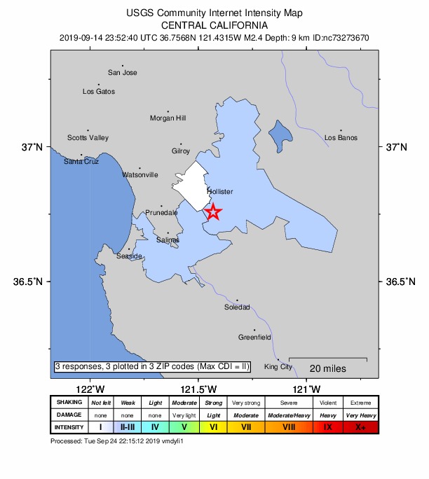 Did You Feel It? map: shaking reported by the public