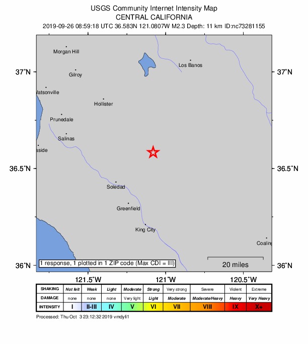 Did You Feel It? map: shaking reported by the public