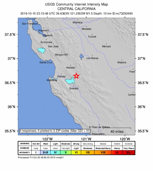 Did You Feel It? map: shaking reported by the public