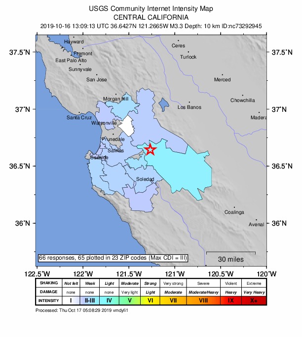 Did You Feel It? map: shaking reported by the public