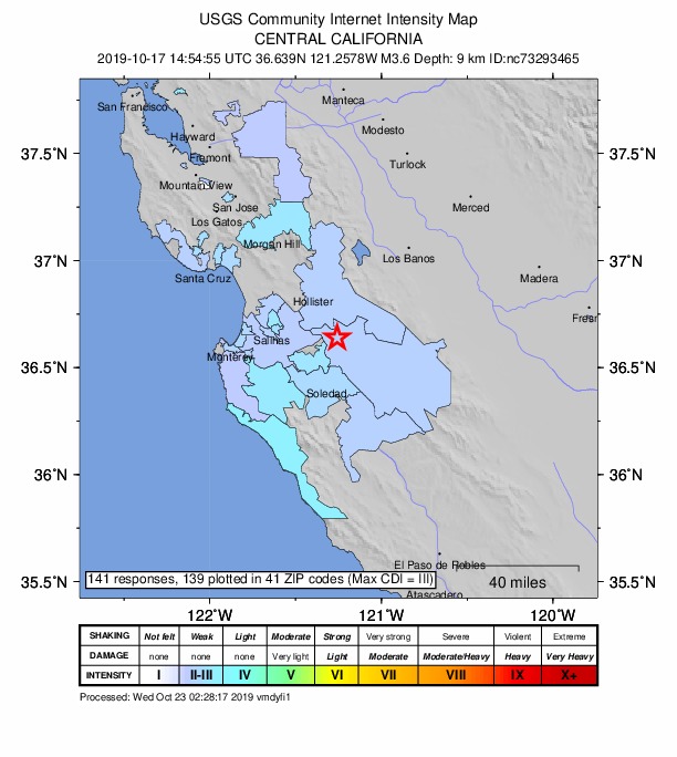 Did You Feel It? map: shaking reported by the public