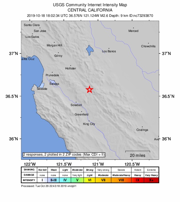 Did You Feel It? map: shaking reported by the public
