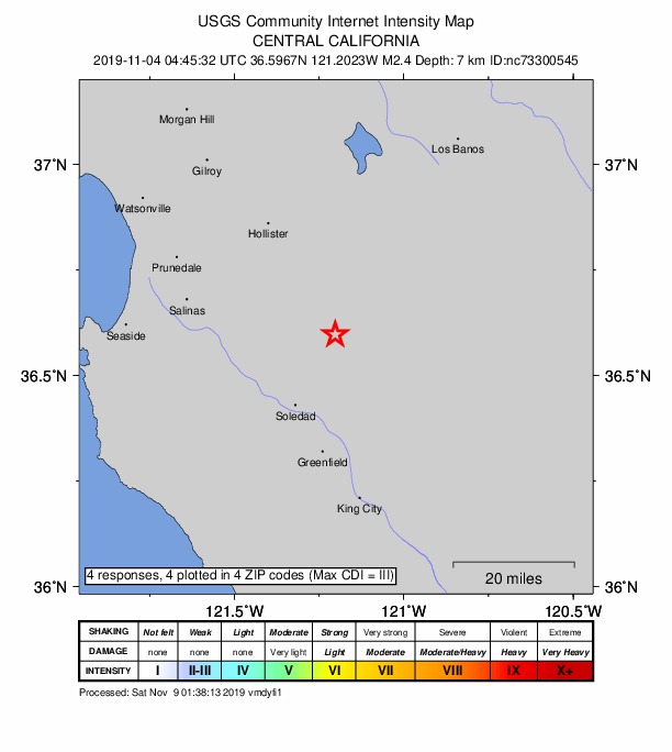 Did You Feel It? map: shaking reported by the public