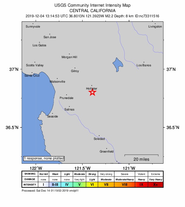 Did You Feel It? map: shaking reported by the public