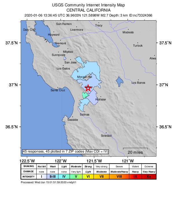 Did You Feel It? map: shaking reported by the public
