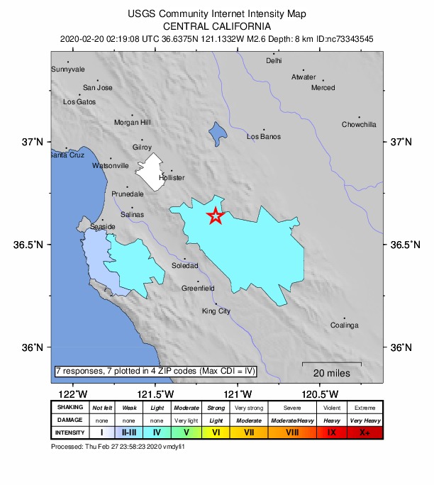 Did You Feel It? map: shaking reported by the public