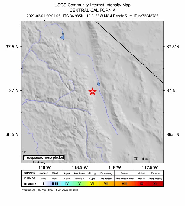 Did You Feel It? map: shaking reported by the public