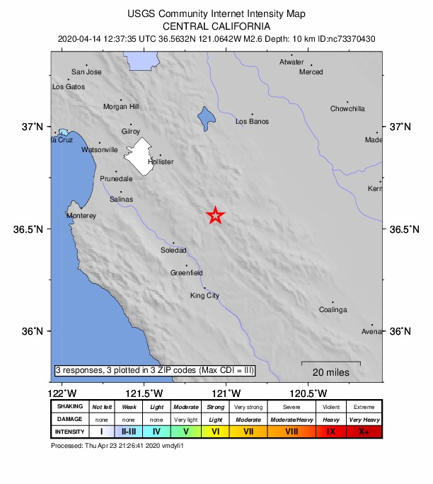 Did You Feel It? map: shaking reported by the public