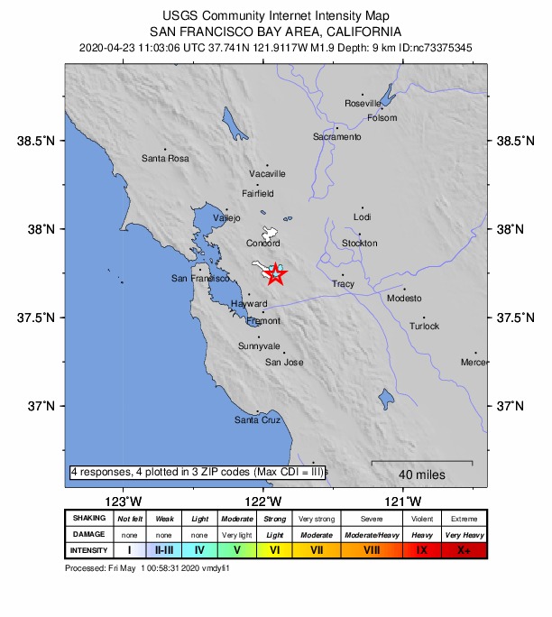 Did You Feel It? map: shaking reported by the public