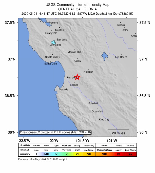 Did You Feel It? map: shaking reported by the public