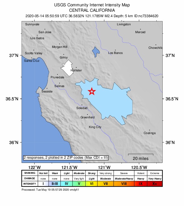 Did You Feel It? map: shaking reported by the public