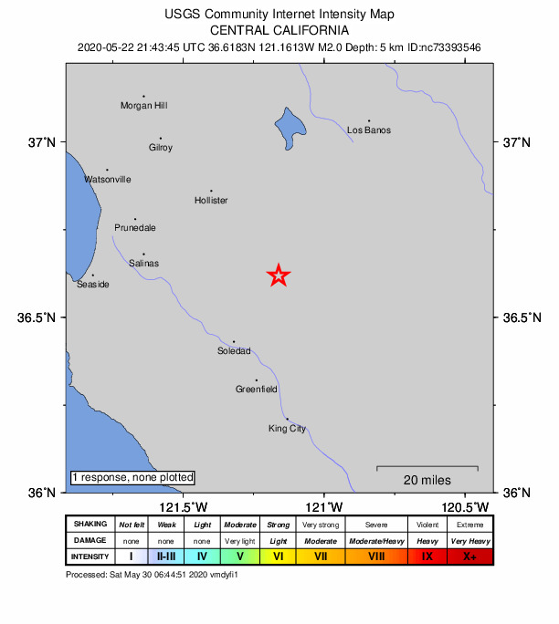 Did You Feel It? map: shaking reported by the public