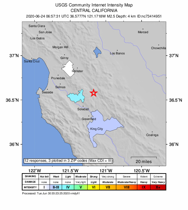 Did You Feel It? map: shaking reported by the public
