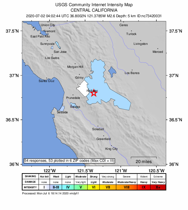 Did You Feel It? map: shaking reported by the public