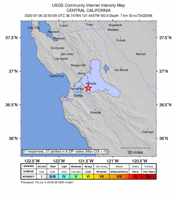 Did You Feel It? map: shaking reported by the public