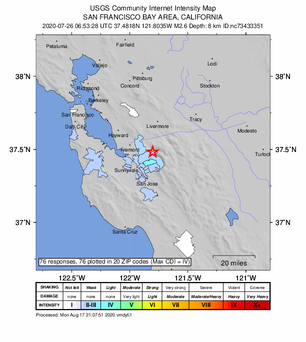 Did You Feel It? map: shaking reported by the public