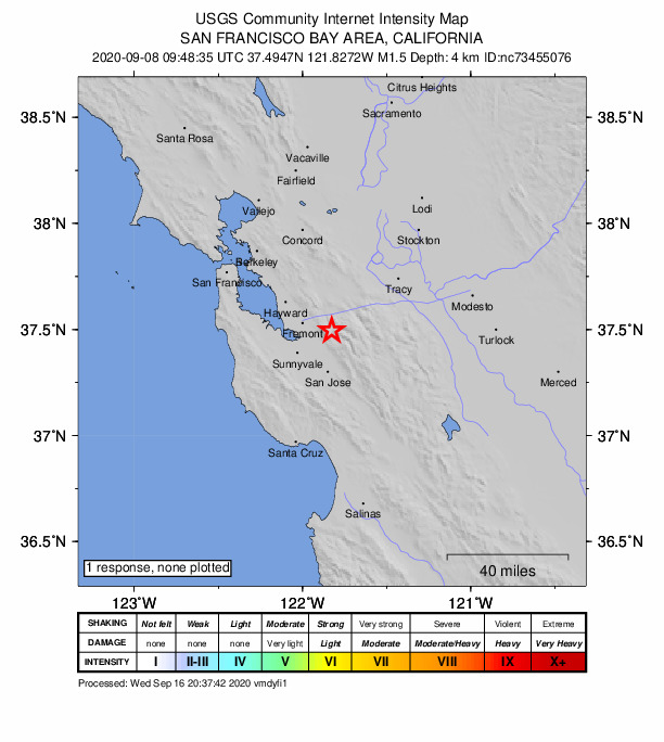 Did You Feel It? map: shaking reported by the public
