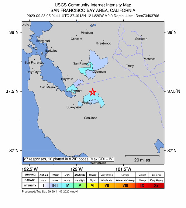 Did You Feel It? map: shaking reported by the public