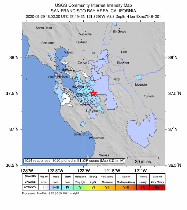 Did You Feel It? map: shaking reported by the public