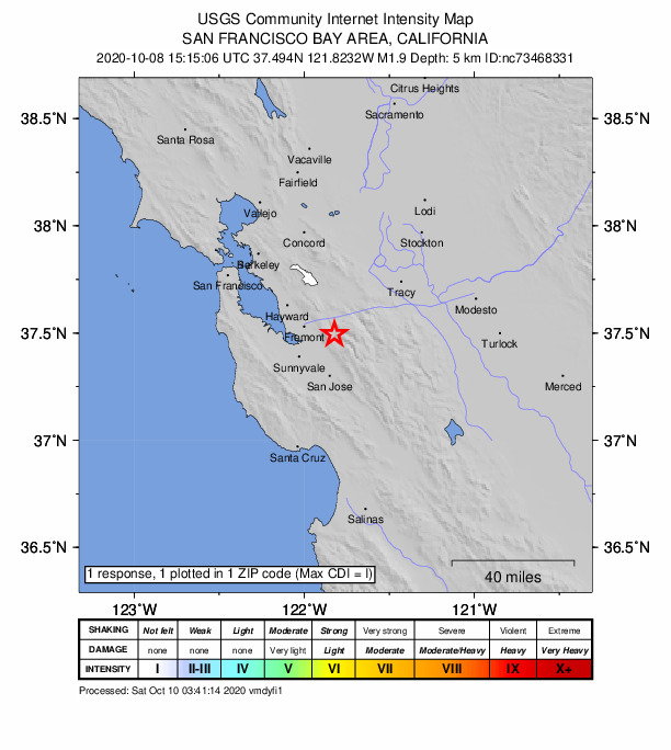 Did You Feel It? map: shaking reported by the public
