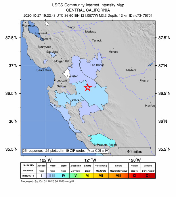 Did You Feel It? map: shaking reported by the public