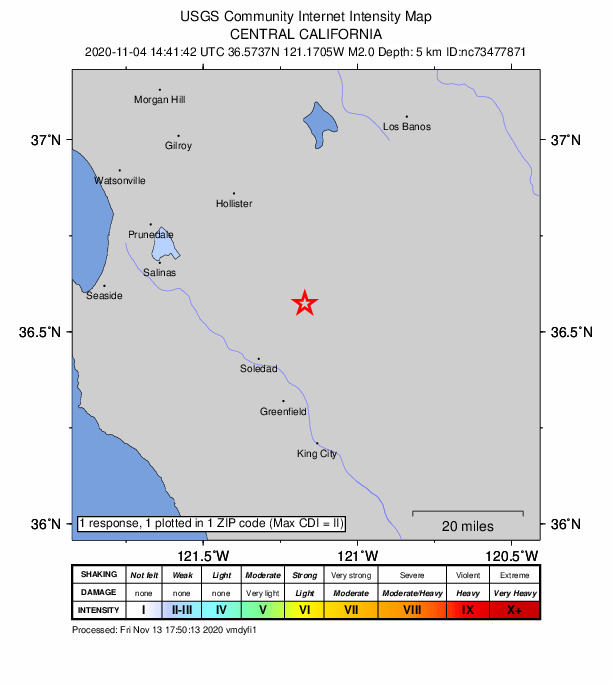 Did You Feel It? map: shaking reported by the public