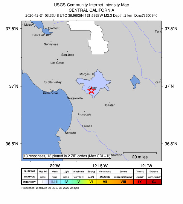Did You Feel It? map: shaking reported by the public