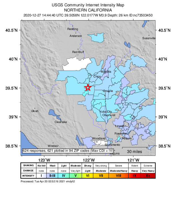 Did You Feel It? map: shaking reported by the public