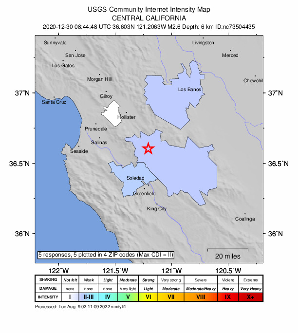 Did You Feel It? map: shaking reported by the public
