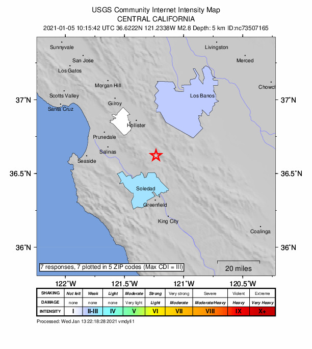 Did You Feel It? map: shaking reported by the public