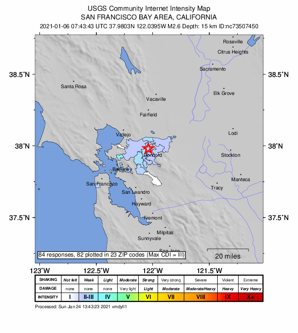 Did You Feel It? map: shaking reported by the public