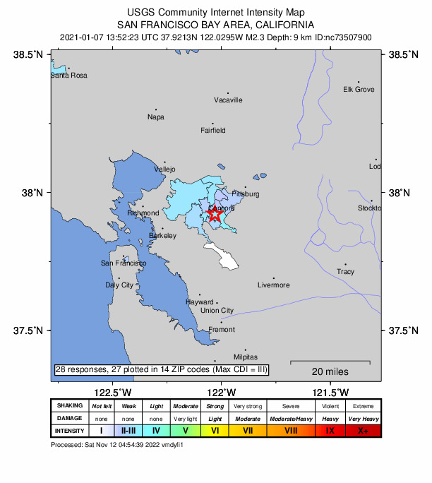 Did You Feel It? map: shaking reported by the public