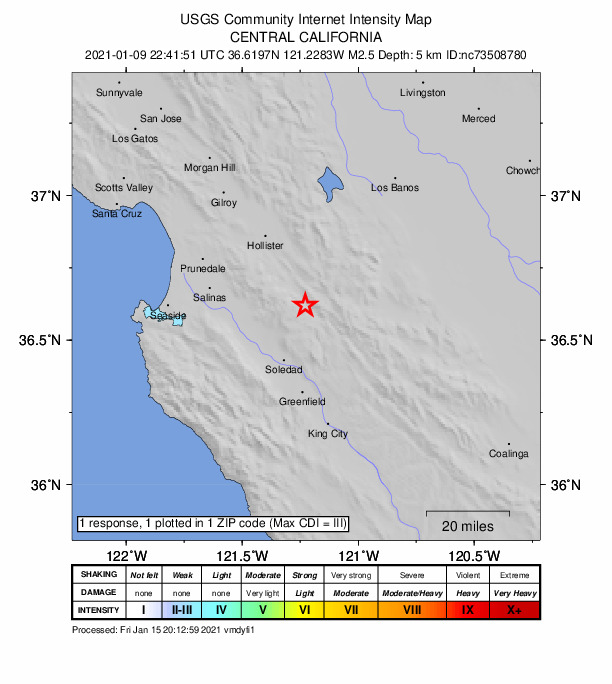 Did You Feel It? map: shaking reported by the public