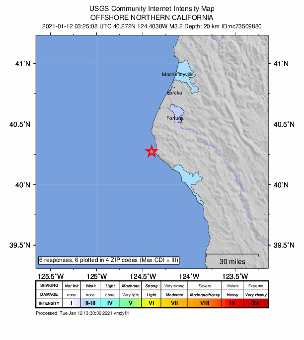 Did You Feel It? map: shaking reported by the public