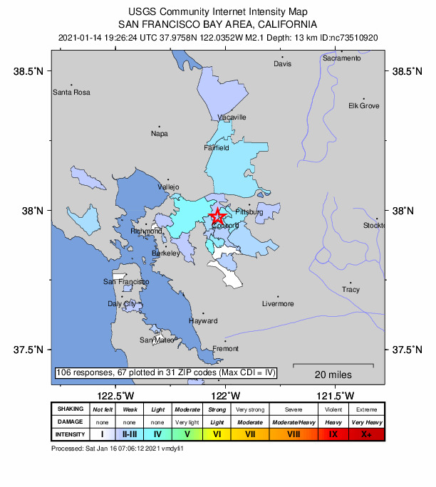 Did You Feel It? map: shaking reported by the public