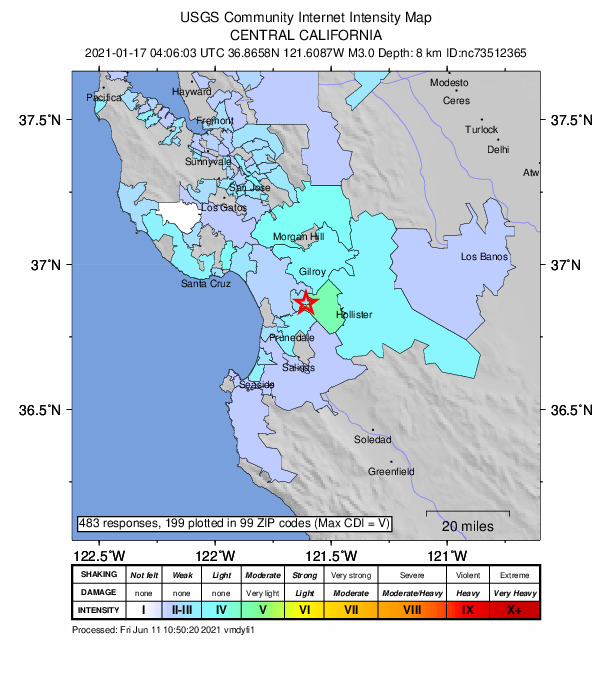 Did You Feel It? map: shaking reported by the public