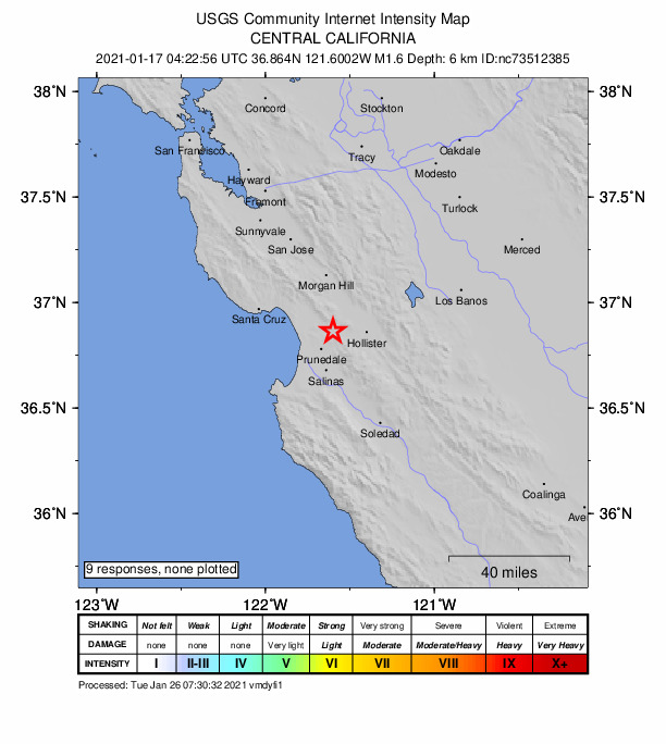 Did You Feel It? map: shaking reported by the public
