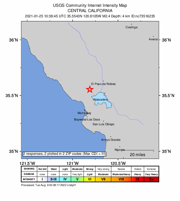 Did You Feel It? map: shaking reported by the public