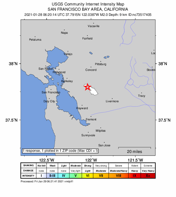 Did You Feel It? map: shaking reported by the public
