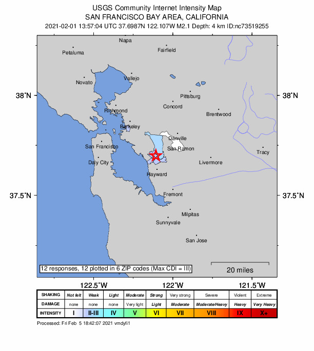 Did You Feel It? map: shaking reported by the public