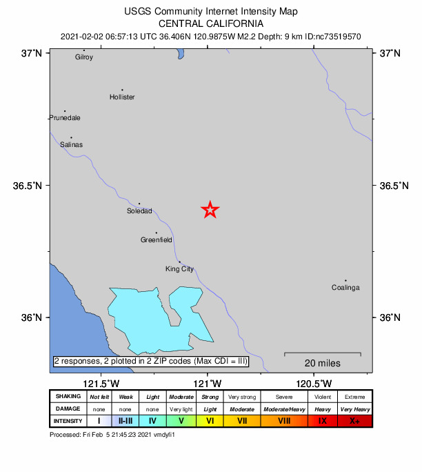 Did You Feel It? map: shaking reported by the public