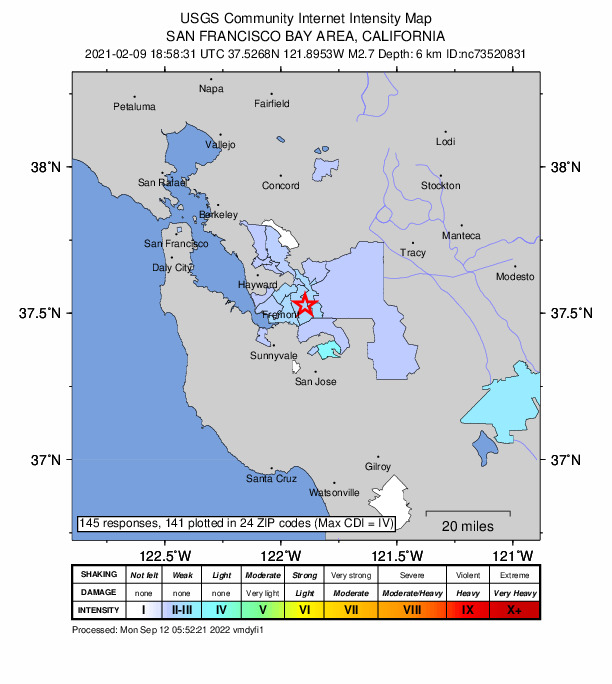 Did You Feel It? map: shaking reported by the public