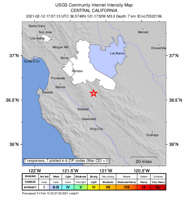 Did You Feel It? map: shaking reported by the public