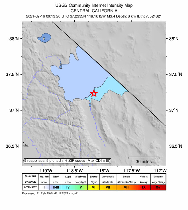 Did You Feel It? map: shaking reported by the public